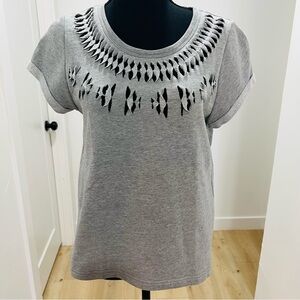 Design History Gray Cutout Short Sleeve Sweatshirt